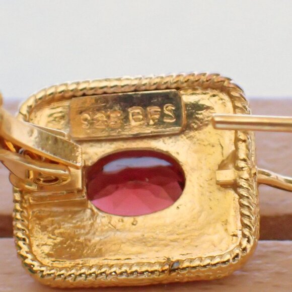 Genuine Faceted Garnet Drop Earrings - Picture 4 of 7